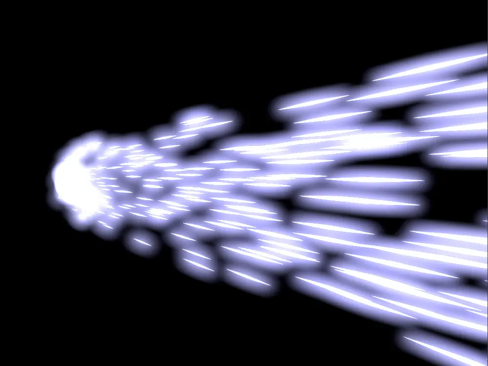 青白い光線を放つ